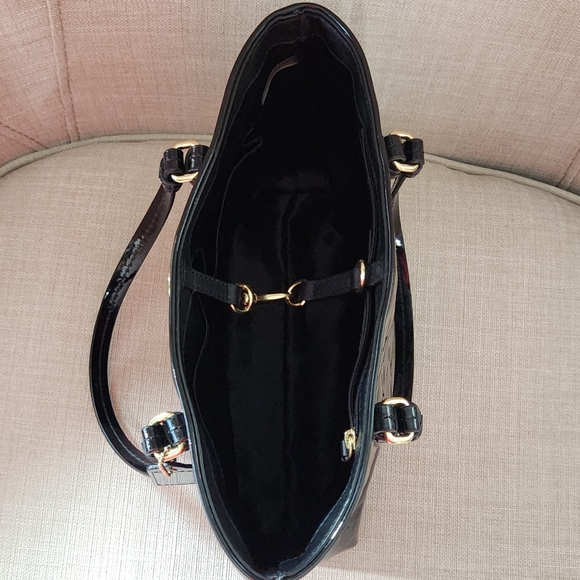 Coach Peyton F50540 OP Art Embossed Small Black Patent Leather Satchel - Picture 8 of 15